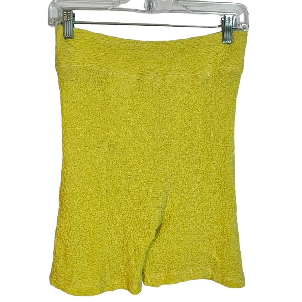 NEW URBAN OUTFITTERS BIKE SHORT LARGE TATUM TEXTURED SHORTS YELLOW HIGH RISE OUT - Picture 4 of 10